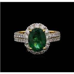 18KT Yellow Gold 2.91ct Emerald and Diamond Ring