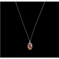 5.22ctw Multi Sapphire and Diamond Pendant With Chain - 14KT White Gold