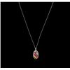 Image 1 : 5.22ctw Multi Sapphire and Diamond Pendant With Chain - 14KT White Gold