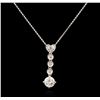 Image 2 : 14-18KT White Gold 1.09ctw Diamond Pendant With Chain
