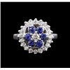 Image 1 : 14KT White Gold 0.72ctw Sapphire and Diamond Ring
