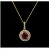 Image 1 : 2.24ct Ruby and Diamond Pendant With Chain - 14KT Yellow Gold