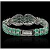 Image 2 : 14KT White Gold 22.00ctw Emerald and Diamond Bracelet