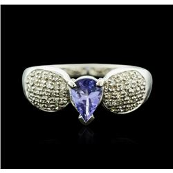 14KT White Gold 0.70ct Tanzanite and Diamond Ring