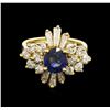 Image 1 : 1.21ct Blue Sapphire and Diamond Ring - 14KT Yellow Gold