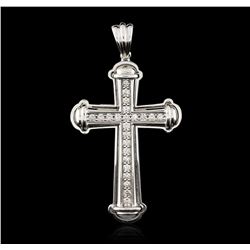 14KT White Gold 0.50ctw Diamond Cross Pendant