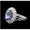 Image 2 : 14KT White Gold 6.40ct Tanzanite and Diamond Ring