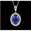 Image 1 : 18KT White Gold 7.20ct Tanzanite and Diamond Pendant With Chain