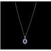 Image 2 : 18KT White Gold 7.20ct Tanzanite and Diamond Pendant With Chain
