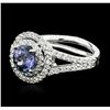 Image 2 : 14KT White Gold 1.20ct Tanzanite and Diamond Ring