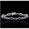 Image 1 : 14KT White Gold 10.32ctw Sapphire and Diamond Bracelet