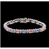 Image 1 : 14KT White Gold 6.30ctw Sapphire, Tanzanite and Diamond Bracelet
