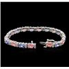 Image 3 : 14KT White Gold 6.30ctw Sapphire, Tanzanite and Diamond Bracelet