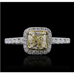 14KT White Gold 1.05ct SI1/Light Yellow Diamond Ring