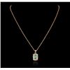 Image 2 : 14KT Rose Gold 0.91ct Emerald and Diamond Pendant With Chain