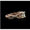 Image 2 : 14KT Rose Gold 1.78ctw Fancy Green Diamond Ring