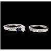 Image 2 : 14KT White Gold 0.85ctw Diamond and Sapphire Wedding Ring Set