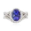 Image 1 : 14KT White Gold 1.95ct Tanzanite and Diamond Wedding Ring Set
