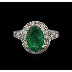 2.93ct Emerald and Diamond Ring - 14KT White Gold