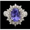 Image 1 : 14KT White Gold 4.30ct Tanzanite and Diamond Ring
