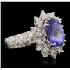 Image 2 : 14KT White Gold 4.30ct Tanzanite and Diamond Ring