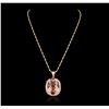 Image 2 : 14KT Rose Gold 29.85ct Morganite and Diamond Pendant With Chain
