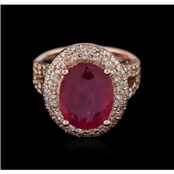 14KT Rose Gold 7.19ct Ruby and Diamond Ring