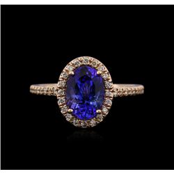 14k Rose Gold 2.03ct Tanzanite and Diamond Ring