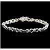 Image 1 : 14KT White Gold 0.70ctw Sapphire and Diamond Bracelet