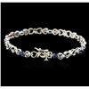 Image 2 : 14KT White Gold 0.70ctw Sapphire and Diamond Bracelet