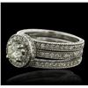 Image 2 : 14KT White Gold 1.87ctw Diamond Ring Wedding Set