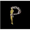 Image 1 : Erte Swarovski Crystal Letter P Pendant Brooch - Gold-Plated Sterling Silver
