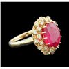 Image 2 : 5.41ct Ruby and Diamond Ring - 14KT Yellow Gold