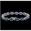 Image 2 : 32.64ctw Blue Sapphire and Diamond Bracelet - 14KT White Gold