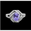 Image 1 : 1.63ct Tanzanite and Diamond Ring - 18KT White Gold
