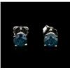 Image 1 : 14KT White Gold 1.29ctw Fancy Blue Diamond Stud Earrings