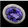 Image 1 : 18KT White Gold GIA Certified 30.19ct Tanzanite and Diamond Ring