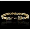 Image 3 : 14KT Yellow Gold 10.00ctw Aquamarine and Diamond Bracelet