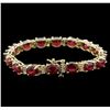 Image 2 : 28.70ctw Ruby and Diamond Bracelet - 14KT Yellow Gold