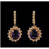 Image 1 : 14KT Rose Gold 17.78ctw Amethyst and Diamond Earrings