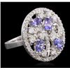 Image 2 : 14KT White Gold 1.67ctw Tanzanite and Diamond Ring