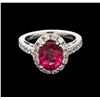 Image 1 : 2.83ct Pink Tourmaline and Diamond Ring - 14KT White Gold