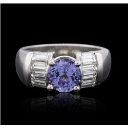 Platinum 1.63ct Tanzanite and Diamond Ring