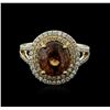 Image 1 : 14KT Yellow Gold 3.23ct Tourmaline and Diamond Ring