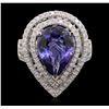 Image 1 : 14KT Two-Tone 5.39ct Tanzanite and Diamond Ring