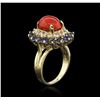Image 3 : 14KT White Gold 3.70ct Coral, Sapphire and Diamond Ring