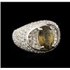 Image 2 : 18KT White Gold 3.18ct Green Chrysoberyl and Diamond Ring