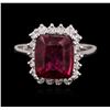 Image 1 : 14KT White Gold 3.20ct Pink Tourmaline and Diamond Ring