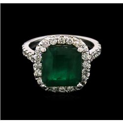 4.20ct Emerald and Diamond Ring - 14KT White Gold