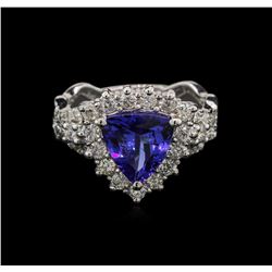 1.89ct Tanzanite and Diamond Ring -14KT White Gold